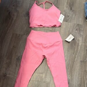 Fashion Nova Pink Ribbed Leggings Set